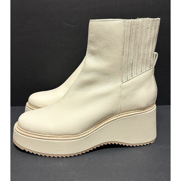 NEW Dolce Vita Womens Size 10 Ivory Leather Hilde Platform Boots Size Zip - Picture 5 of 9